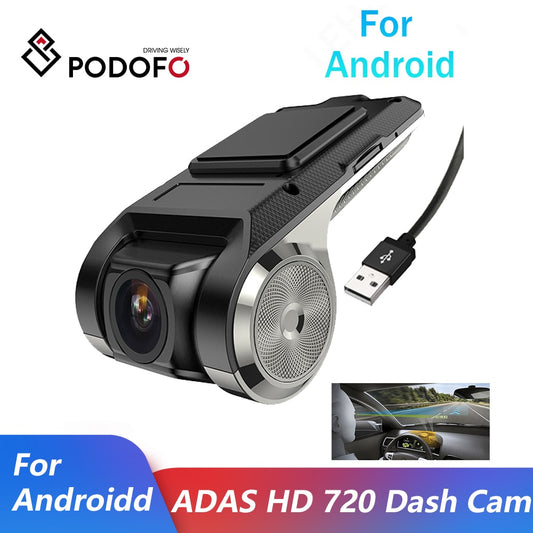 Podofo ADAS Car DVR ADAS Dashcam DVRs Video Night Vision HD 720P Auto Recorder Dash Cam for Android Multimedia Player DVD